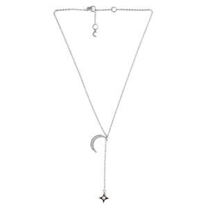 Lili Claspe Rope the Moon & Star Lariat Necklace Silver CZ Crystals NWT Gift